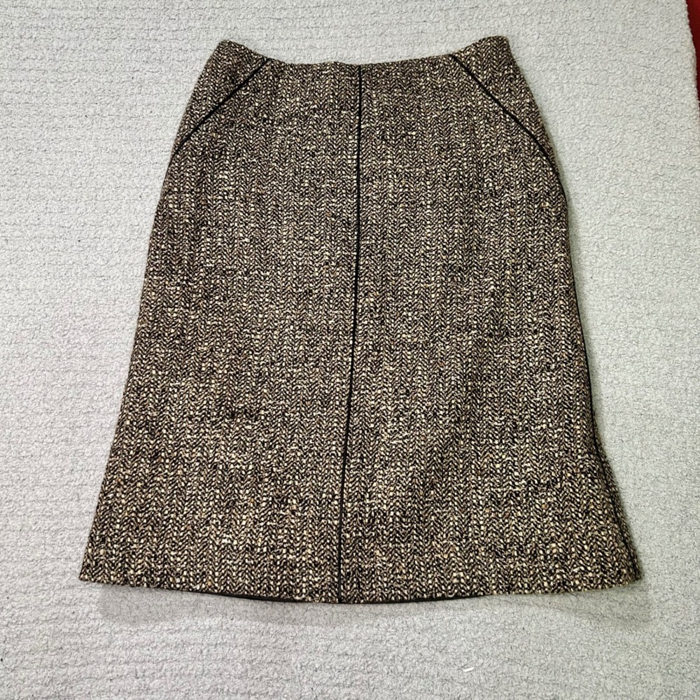 Talbots Skirt A-Line 10P Brown 90s Vintage‎ Herringbone Tweed Wool Blend